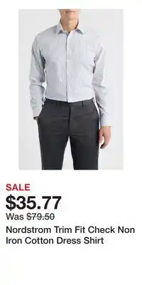 Nordstrom Nordstrom Trim Fit Check Non Iron Cotton Dress Shirt offer
