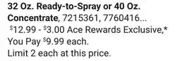 Ace Hardware Spectracide 32 Oz. Ready-to-Spray or 40 Oz. Concentrate offer