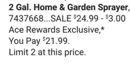 Ace Hardware Ace 2 Gal. Home & Garden Sprayer offer