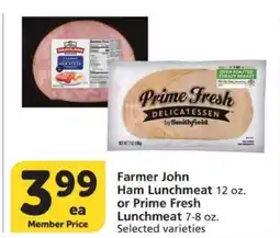 Albertsons Farmer John Ham Lunchmeat or Prime Fresh Lunchmeat offer