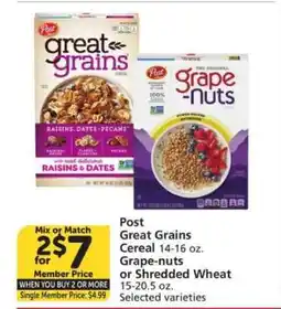 Albertsons Post Great Grains Cereal offer