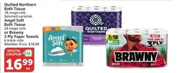 Albertsons Quilted Northern Bath Tissue or Angel Soft Bath Tissue or Brawny 3 Ply Paper Towels offer