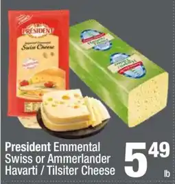 Super King Markets President Emmental Swiss or Ammerlander Havarti / Tilsiter Cheese offer