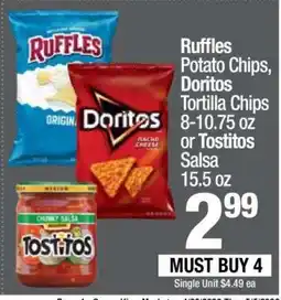 Super King Markets Ruffles Potato Chips, Doritos Tortilla Chips or Tostitos Salsa offer
