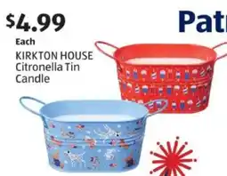 Aldi KIRKTON HOUSE Citronella Tin Candle offer