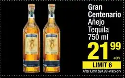Super King Markets Gran Centenario Añejo Tequila 750 ml offer