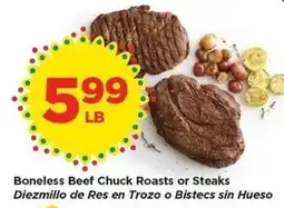 Food 4 Less Boneless Beef Chuck Roasts or Steaks offer