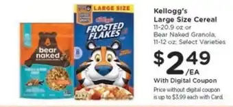 Kroger Kellogg's Large Size Cereal offer