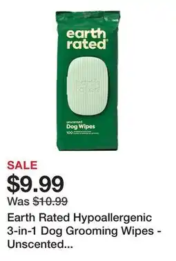 Petsmart Earth Rated Hypoallergenic 3-in-1 Dog Grooming Wipes - Unscented 100 Count offer