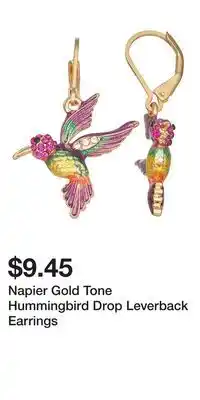 Kohl's Napier Gold Tone Hummingbird Drop Leverback Earrings offer