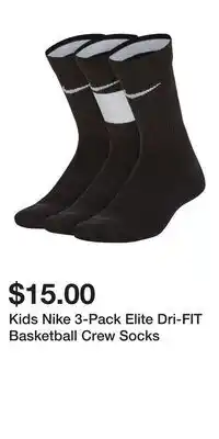 Kohl's Kids Nike 3-Pack Elite Dri-FIT Basketball Crew Socks offer
