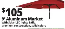 Ocean State Job Lot 9' Aluminum Market Umbrella with Solar LED Lights offer