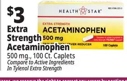 Ocean State Job Lot Health Star 500 mg Acetaminophen Pain Reliever 100 Caplets offer