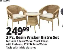 Ocean State Job Lot 3-Piece Resin Wicker Bistro Set Tan offer