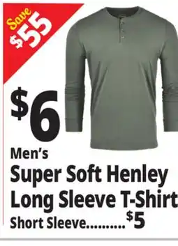 Ocean State Job Lot Men's Super Soft Henley Long Sleeve T-Shirt offer