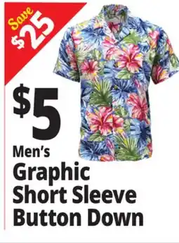 Ocean State Job Lot Men's Graphic Short Sleeve Button Down offer