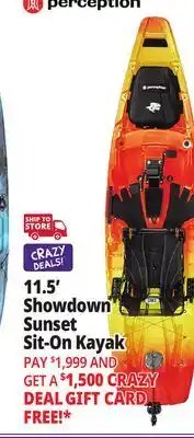 Ocean State Job Lot Perception Showdown 11.5 Fishing Pedal Kayak Sunset offer