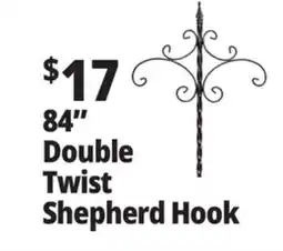 Ocean State Job Lot Wrought Iron Decorative Double Shepherd's Hook 84 offer