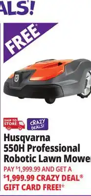 Ocean State Job Lot Husqvarna 550H Professional Robotic Lawn Mower Gray/Orange offer