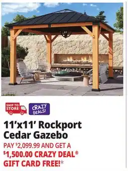 Ocean State Job Lot Rockport 11' x 11' Cedar Wood Hard Top Gazebo offer