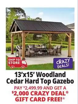Ocean State Job Lot Woodland 13' x 15' Cedar Wood Hard Top Gazebo offer
