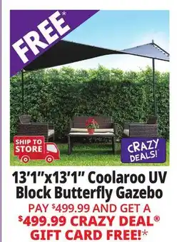 Ocean State Job Lot Coolaroo 13'1 X 13'1 UV Block Modern Butterfly Gazebo Charcoal offer