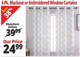 Ocean State Job Lot 4 Pk. Blackout or Embroidered Window Curtains offer