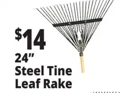 Ocean State Job Lot Steel Tine Leaf Rake with Foam Handle 24 offer