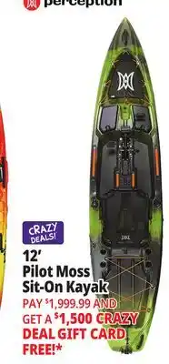 Ocean State Job Lot Perception Pescador Pilot 12.0 Fishing Pedal Kayak Sonic Camo offer