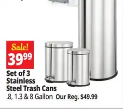 Ocean State Job Lot Set of 3 Stainless Steel Trash Cans offer