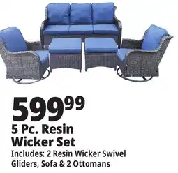 Ocean State Job Lot 5-Piece Resin Wicker Set Blue/Dark Brown offer