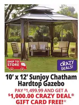 Ocean State Job Lot Sunjoy Chatham 10' x 12' Hardtop Gazebo with Netting offer