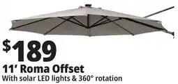Ocean State Job Lot 11' Roma Offset Patio Umbrella with Solar LED Lights Beige offer