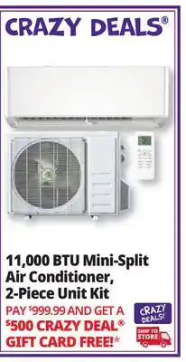 Ocean State Job Lot Cool Living 11 000 BTU Mini-Split Air Conditioner 2-Piece Unit Kit offer