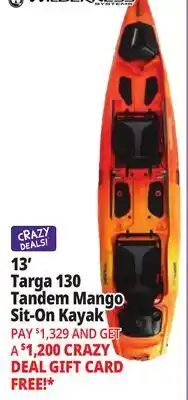 Ocean State Job Lot Wilderness Systems Targa 130T Recreational Tandem Kayak Mango offer