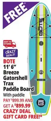 Ocean State Job Lot BOTE 11' x 6 Breeze Gatorshell Trax Paddle Board with Paddle Citron offer
