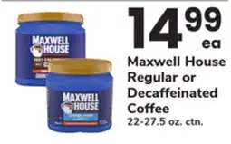 ACME Maxwell House Regular or Decaffeinated Coffee offer
