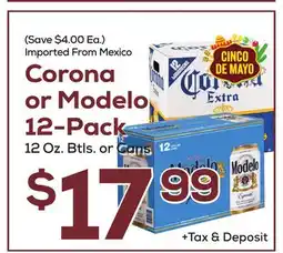DeCicco & Sons Corona or Modelo 12-Pack offer