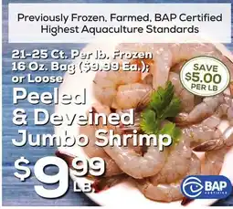 DeCicco & Sons Peeled & Deveined Jumbo Shrimp offer