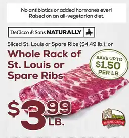 DeCicco & Sons Whole Rack of St. Louis or Spare Ribs offer