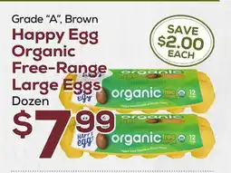 DeCicco & Sons Happy Egg Organic Free-Range Large Eggs offer