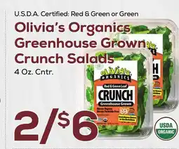 DeCicco & Sons Olivia's Organics Greenhouse Grown Crunch Salads offer
