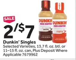 Stop&Shop Dunkin' Singles offer