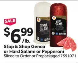 Stop&Shop Stop & Shop Genoa or Hard Salami or Pepperoni offer