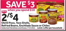 Stop&Shop Old El Paso, Taco Shells, Refried Beans, Enchilada Sauce or Chiles offer