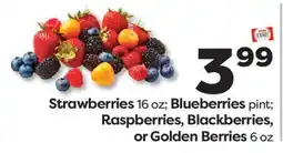 Weis Markets Strawberries 16 oz Blueberries pint Raspberries, Blackberries, or Golden Berries 6 oz offer