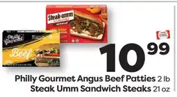 Weis Markets Philly Gourmet Angus Beef Patties 2 lb Steak Umm Sandwich Steaks 21 oz offer