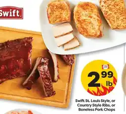 Weis Markets Swift St. Louis Style, or Country Style Ribs, or Boneless Pork Chops offer