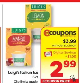 Weis Markets Luigi's Italian Ice offer