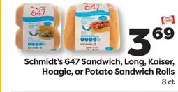 Weis Markets Schmidt's 647 Sandwich, Long, Kaiser, Hoagie, or Potato Sandwich Rolls 8 ct offer